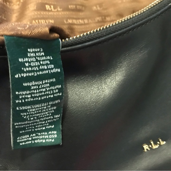 Lauren by Ralph Lauren Black Leather Crossbody Bag Gold Hardware - Picture 8 of 12